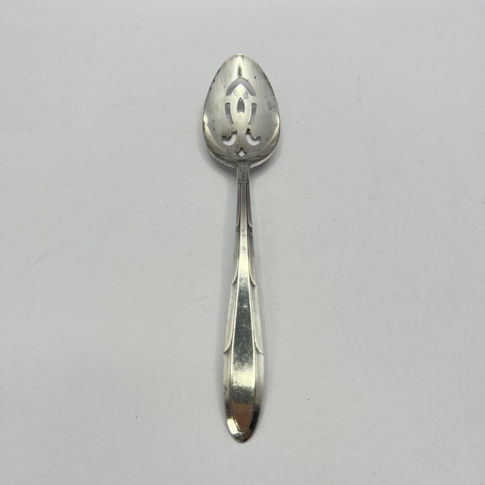 Reverie Pierced Serving Spoon Nobility Plate Silverplate 1937 Art Deco Flatware
